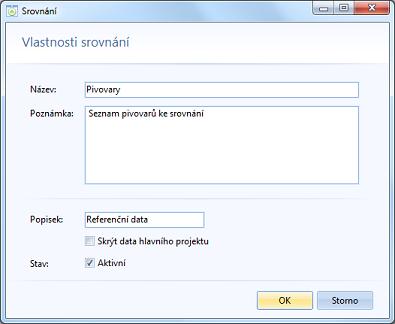 Načíst nastavení srovnání ze souboru Otevře dialog pro výběr souboru, ze kterého můžete načíst dříve uloženou konfiguraci srovnání (projekty a jejich nastavení).