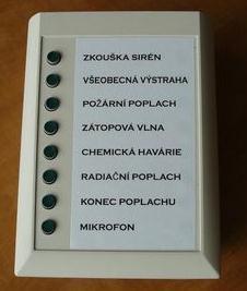 Varovné signály POŽÁRNÍ POPLACH = svolávání jednotek SDH (Sbor dobrovolných hasičů) přerušovaný tón po dobu 60 s Rotační siréna akustický signál; motor sirény na 25 s zapnut, na 10 s vypnut a po té