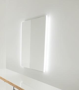 The wall-mounted mirror is practical,