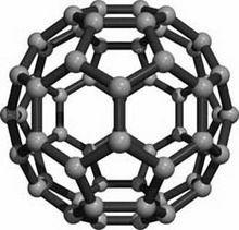 V molekule C60 je šedesát atomů uspořádáno pravidelně na povrchu jedné společné koule.