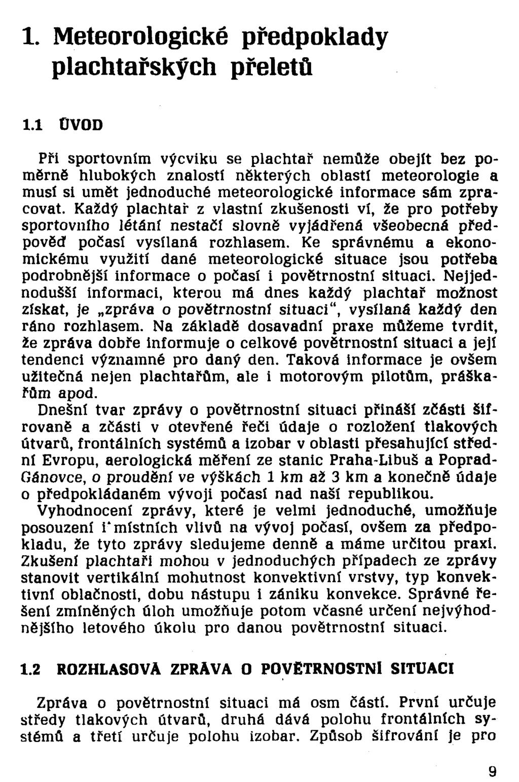 1. Meteorologické předpoklady plachtarských přeletů 1.