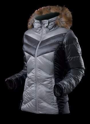 An unbeatable women s ski jacket. Perfect colour combinations, high-gloss material and other accessories add an uncompromising hallmark of elegance to this style.