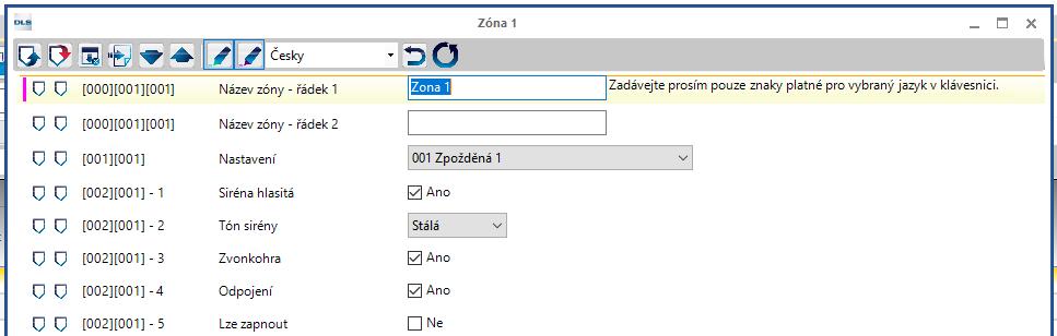 o zónách se zobrazí v jedné tabulce (3) (2) Po kliknutí na [+] se rozbalí daná