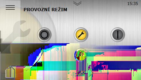 Symbol Popis Provozní režim Pomocný ohřev + servis. Externí funkce jsou zapnuté. Ponorný ohřívač je zapnutý a aktivovaný.