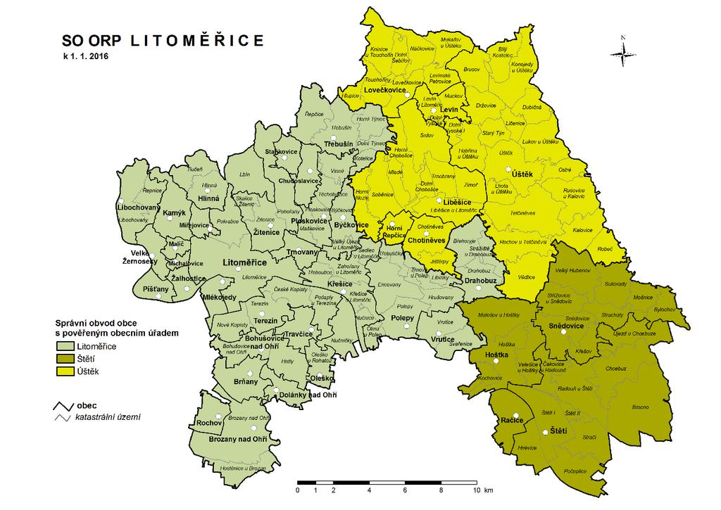 1. Sociodemografická analýza Správní obvod obce s rozšířenou působností Litoměřice se nachází v Ústeckém kraji a rozprostírá se na území o rozloze větší než 47 tisíc hektarů (47 058).