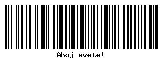 Příklad A.3: Text Ahoj svete! zakódovaný pomocí kódu Code 128, výstupem do PNG a velikostí modulu 2. http://www.barcodepack.com/api/?type=code128&text=ahoj svete!