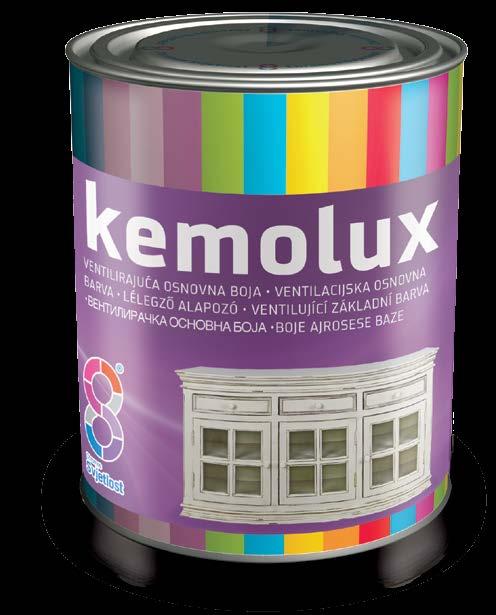 II. OCHRANA DŘEVA 2.2. ZÁKLADNÍ NÁTĚRY KEMOLUX ventilující základní barva na dřevo Kemolux ventilující základní barva je moderní alkydový základ na dřevo umožňující dýchání dřeva.