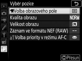 Stisknutím tlačítka J potvrďte přidání nové položky. 5 Přidejte další položky.