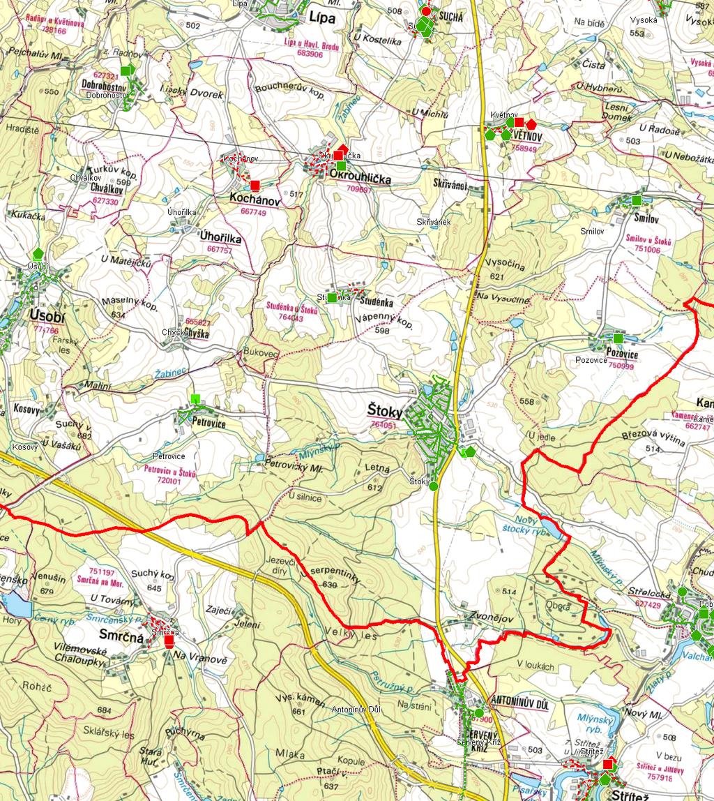 Plán rozvoje vodovodů a kanalizací Kraje Vysočina MAPA - KANALIZACE Trasování sítí, lokalizace ČOV, čerpacích stanic, výústí,