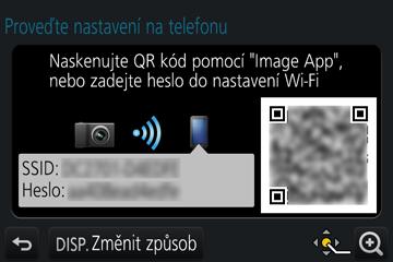 Wi-Fi Ovládání fotoaparátu z připojeného smartphonu Chcete-li navázat připojení, zadejte ručně heslo (Na fotoaparátu) [Nastavení] [Wi-Fi] [Funkce Wi-Fi] [Nové připojení] [Vzdálené snímání a