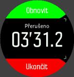 Nad indikátorem pro spuštění se zobrazuje sada ikon v závislosti na tom, co s daným sportovním režimem využíváte (snímač tepové frekvence, GPS, Foot POD).