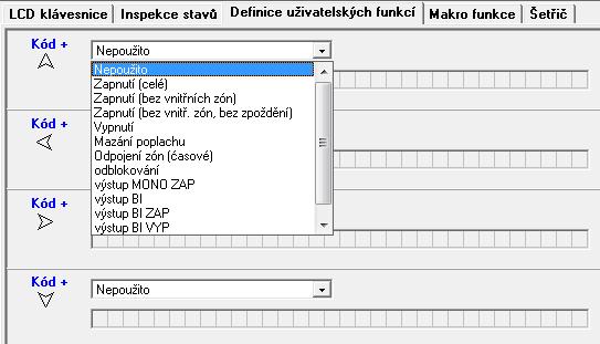 Stav zóny [Znaky zón] můžete definovat symboly, které budou zobrazovat stav zón. Stav bloku [Znaky bloků] můžete definovat symboly, které budou zobrazovat stav bloků.