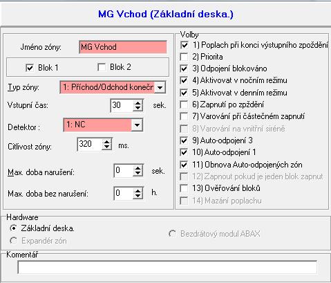 32 VERSA SATEL V konfiguraci EOL, je hodnota odporu rovna součtu hodnot naprogramována pro rezistory R1 a R2. 5.3 Parametry zón Jméno zóny jedinečné jméno zóny (až 16 znaků).