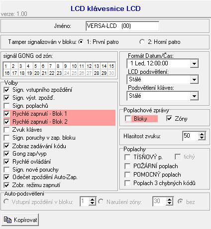 Na klávesnici lze tyto parametry nastavit pomocí funkce NASTAVENÍ (SERVIS. REŽIM 2. HARDWARE 1. KLÁV & EXP. 2. NASTAVENÍ).