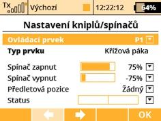 1. Automatické trimování Přiřazení ovladače pro spouštění automatického trimování. Po zapnutí automatického trimování se nastavuje trim podle aktuální výchylky křížových ovladačů.