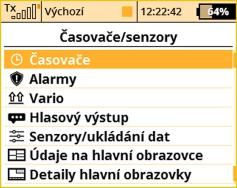 Jednotlivým časovačům můžete přiřadit jméno. V menu je zobrazen souhrnný přehled časovačů. Aktuální hodnoty časovačů se ukládají do paměti modelu. 117 1.