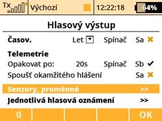 První fronta, uvozená řádkem Opakovat po, slouží k opakovanému oznamování hodnot každých x sekund. Počet sekund uběhlých od předchozího hlášení je přitom zobrazen namísto tlačítka F(1).