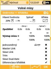 Pozitivní výchylka výškovky kompenzuje klopivý moment. Ovládání mixu butterfly se běžně používá na proporcionálním ovladači, aby se intenzita brzdy dobře regulovala.