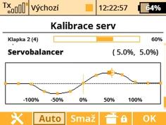 namáhání při pohybu kormidel. Každému výstupnímu kanálu je tedy možné přiřadit vlastní křivku, která se aplikuje jako poslední operace před odesláním výchylek do modelu.