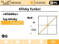 Průběh letové funkce si můžete vybrat buď z přednastavených, nebo vytvořením nové funkce tak, že editujete předpřipravenou funkci.