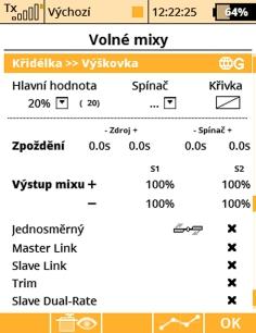 b) Aktivace volného mixu Pod položkou menu označenou Spínač přiřadíte ovladač, kterým aktivujete volný mix.