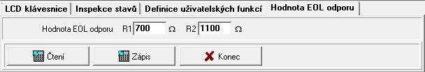 SATEL INT-TSI 15 Hodnoty EOL rezistorů jsou programovatelné. V závislosti na připojené zabezpečovací ústředně: INTEGRA: parametry EOL rezistorů se definují pouze pro zóny jednoho dotykového panelu.