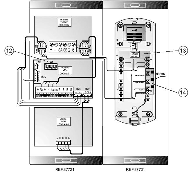 Tlačítko mazání a výběru nevyřízeného volání 7. Potvrzovací tlačítko Zadní pohled a zapojení vodičů 8. Telefon portýra 9. Zelené tlačítko (viz. uživatelský manuál) 10. Žluté tlačítko ((viz.