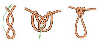 Obrázek 9 - Smyčka motýlek [2] 4.5 Vůdcovský uzel Vůdcovský uzel (viz obrázek 10) vytvoříme tak, že lano přehneme a zespodu do vytvořeného oka provlékneme libovolně velkou vytvořenou smyčku.