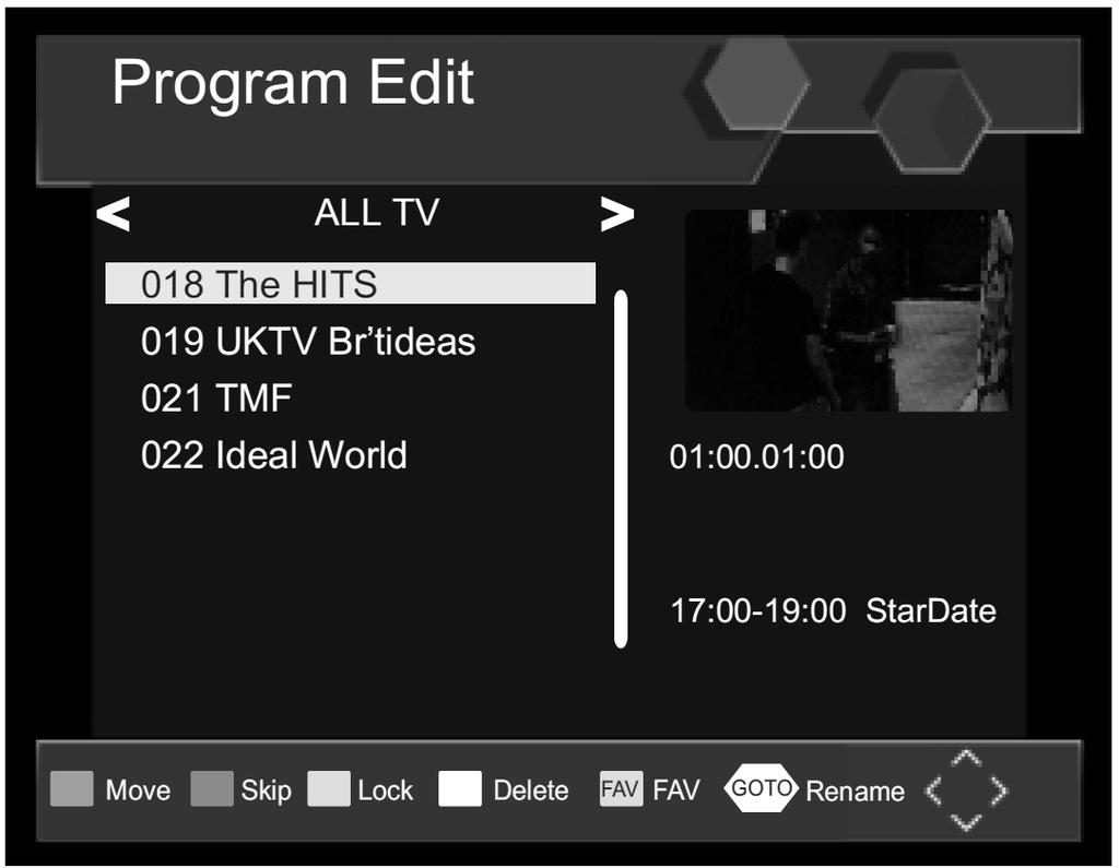 Nastavení oblíbeného programu Je možné vytvořit seznam oblíbených programů, ke kterým budete mít snadný přístup.