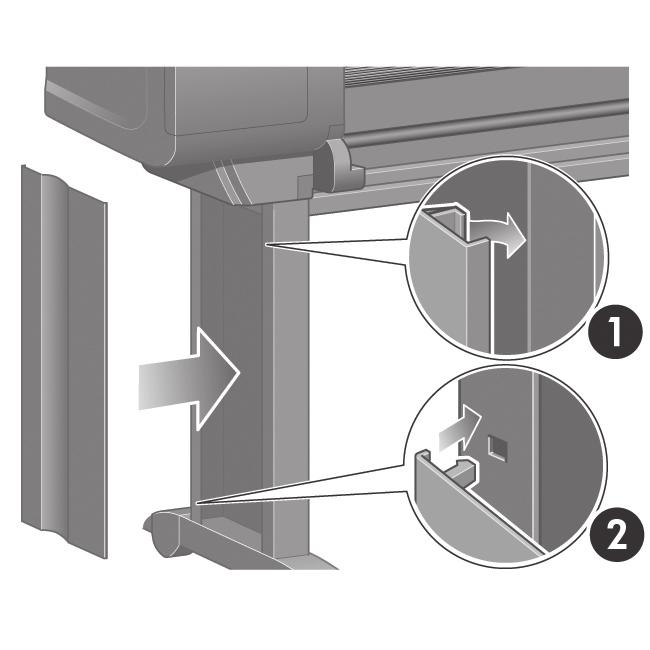 37 38 39 40 Position the left leg cover on the front of the left leg (1), then clip the rear edge (2) into place.