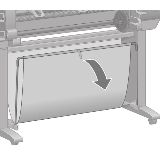 53 54 55 56 Use the blue handle to open the bin. HP recommends that you leave the bin in the closed position while completing the printer assembly procedures.