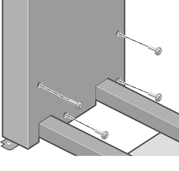 Levou nohu lze připevnit pouze na levou stranu příčné vzpěry Fix the left leg to the cross-brace using four screws on the inner side of the leg.