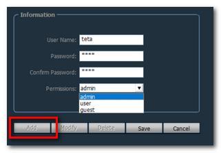 Pro nastavení / změnu hesla a přidání / změnu uživatelů postupujte následovně: Klikněte na ikonku nastavení (Config) v Nástrojové liště. Zvolte User Management.