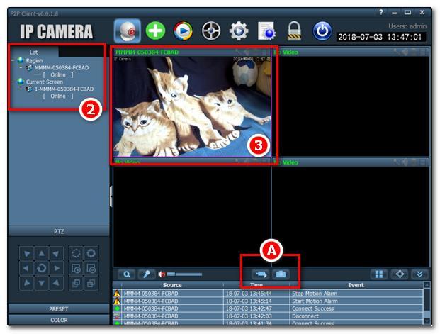 6. Používání programu Po spuštění by měl program automaticky vyhledat kamery zapojené do stejné sítě / routeru přes ethernetový kabel.