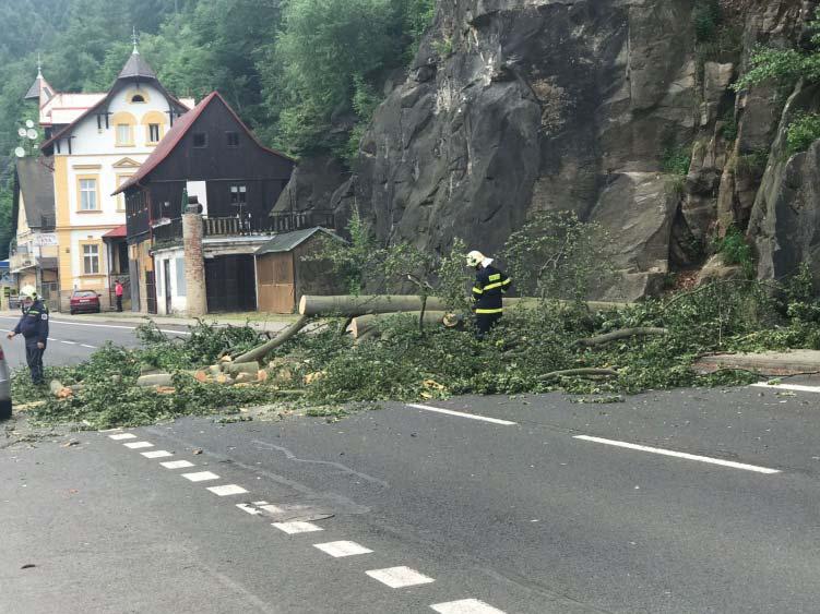 Z èinnosti hasièù Pád rozlomeného stromu na silnici Høensko 24.5.