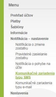 Menu - Notifikácie -