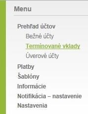 Menu - Prehľad účtov