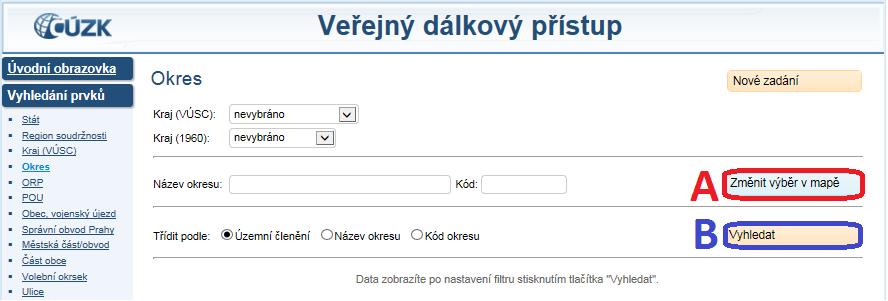 V případě potřeby je možné se vrátit do mapového klienta Marushka prostřednictvím tlačítka Změnit výběr v mapě (A), kde můžete změnit vytvořený polygon.