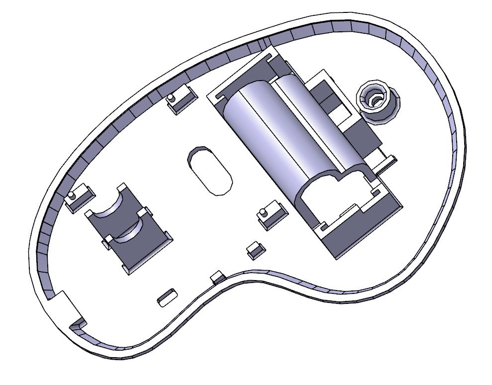 UTB ve Zlíně, Fakulta technologická 38 Dalším krokem výroby modelu bylo vymodelovat prvky pro zajištění správné polohy základní desky myši.