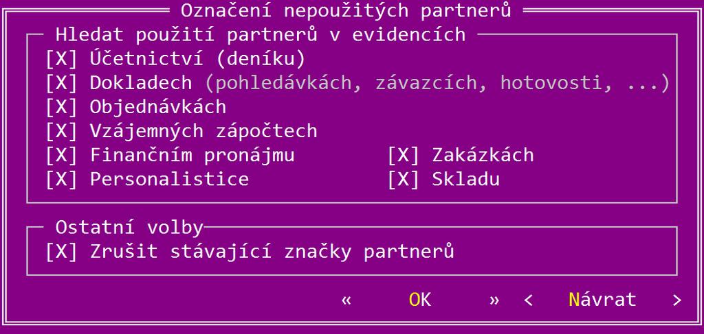 4.5 Vyhledání nepoužitých partnerů V průběhu let se často zaplní adresář obchodními partnery, které již v současnosti nepotřebujete.