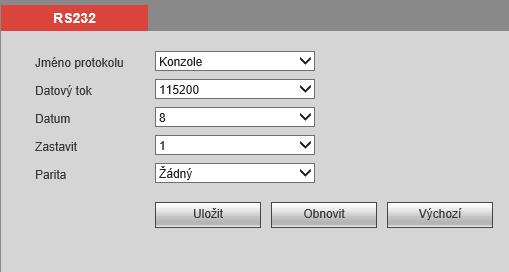 i. RS232 Zde nastavujeme typ připojeného zařízení k sériového portu.