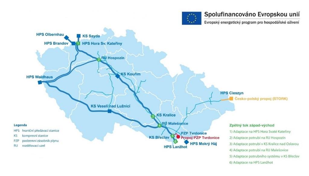 (projekt zprovozněn v roce 2013). Všechny tyto projekty významně posílily bezpečnost dodávek pro Českou republiku a středoevropský region. Obrázek 4.3: Projekty EEPR společnosti NET4GAS, s.r.o. Program Transevropských energetických sítí (TEN-E) V rámci programu Transevropských energetických sítí (TEN-E) 2011 a 2012 získala společnost NET4GAS, s.