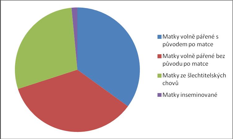 s různou úrovní evidence a kontroly užitkovosti. Některé z těchto chovů (asi 10-15 %) využívají i přístrojovou inseminaci. Inseminovaných matek se ročně vychová kolem 3 tisíc (1%).