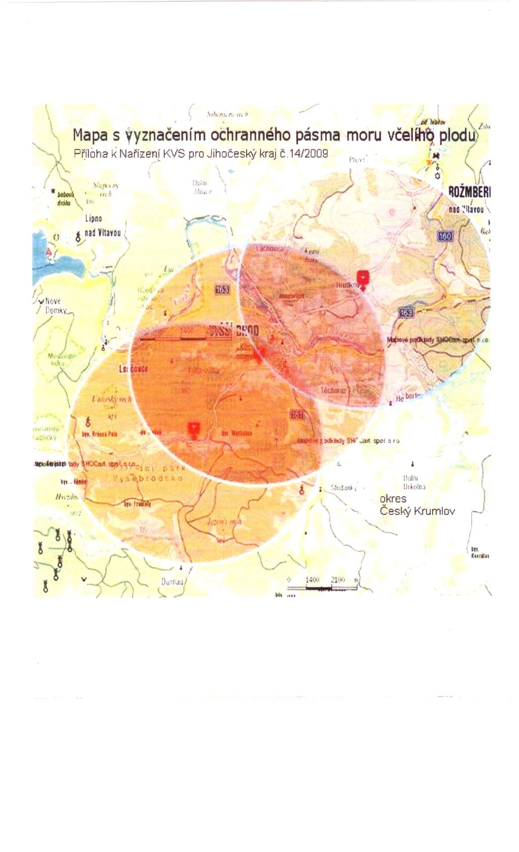 ...r ""m,r",t /' Mapa s ; vznačenim ochranného pásma moru včel~ plodu!"'" Příloha ~<Nařizen] KVS pro Jihočeský kraj č.1412009 F'f:!,t / ta;:j iii f~ lili.'? U~OD vad V!~~oll ( )./...-/ r J '- '( & l.