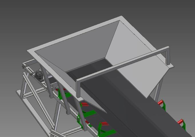 4.5. Násypka Postupné dávkování na pás probíhá ze systému bag opener, proto násypka plní pouze funkci usměrňování materiálu (jak již bylo zmíněno v kapitole 4.1.