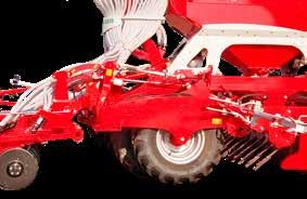 Přesvědčivá konstrukce pneumatikového podvozku Pěchovací a pojezdová jednotka Podvozek je umístěný mezi nářadím pro zpracování půdy a výsevním