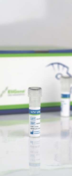 VIRAL INFECTIONS EliGene VZV UNI Varicella zoster virus 1 10 molecules of viral DNA in the amplified sample CSF, biopsy, swabs (skin, mucosa), blood TaqMan Within the frame of performance study of