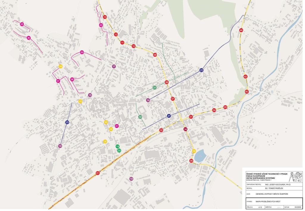 MAPA PROBLÉMOVÝCH MÍST Problémy: na průtazích městem na křižovatkách na