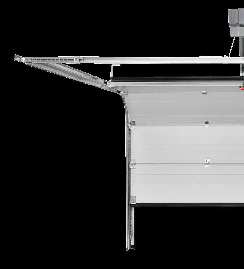 Sekční garážová vrata LPU 67 Thermo Standardní provedení s nejlepší tepelnou izolací pro drážku M, L a L Design s povrchem Silkgrain v provozně bílé RAL 9016, 15 zvýhodněných barvách a RAL podle