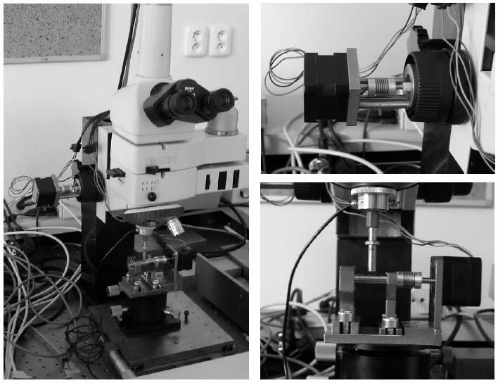 Obr. 1 Modifikace konvenčního mikroskopu [35] 3.1.1 Geometrie struktur Úvodní experimenty, zohledňující vliv mikrostruktur na kontaktní únavu sloužily především k odladění řídicího softwaru a k nalezení vhodného uspořádání soustavy vtisků.